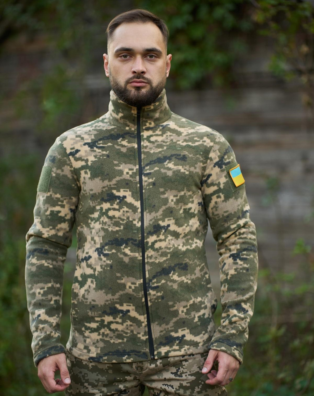 Чоловіча військова флісова кофта піксель ЗСУ Тактична фліска піксельна на блискавці під горло - фото 1 - id-p1714435848