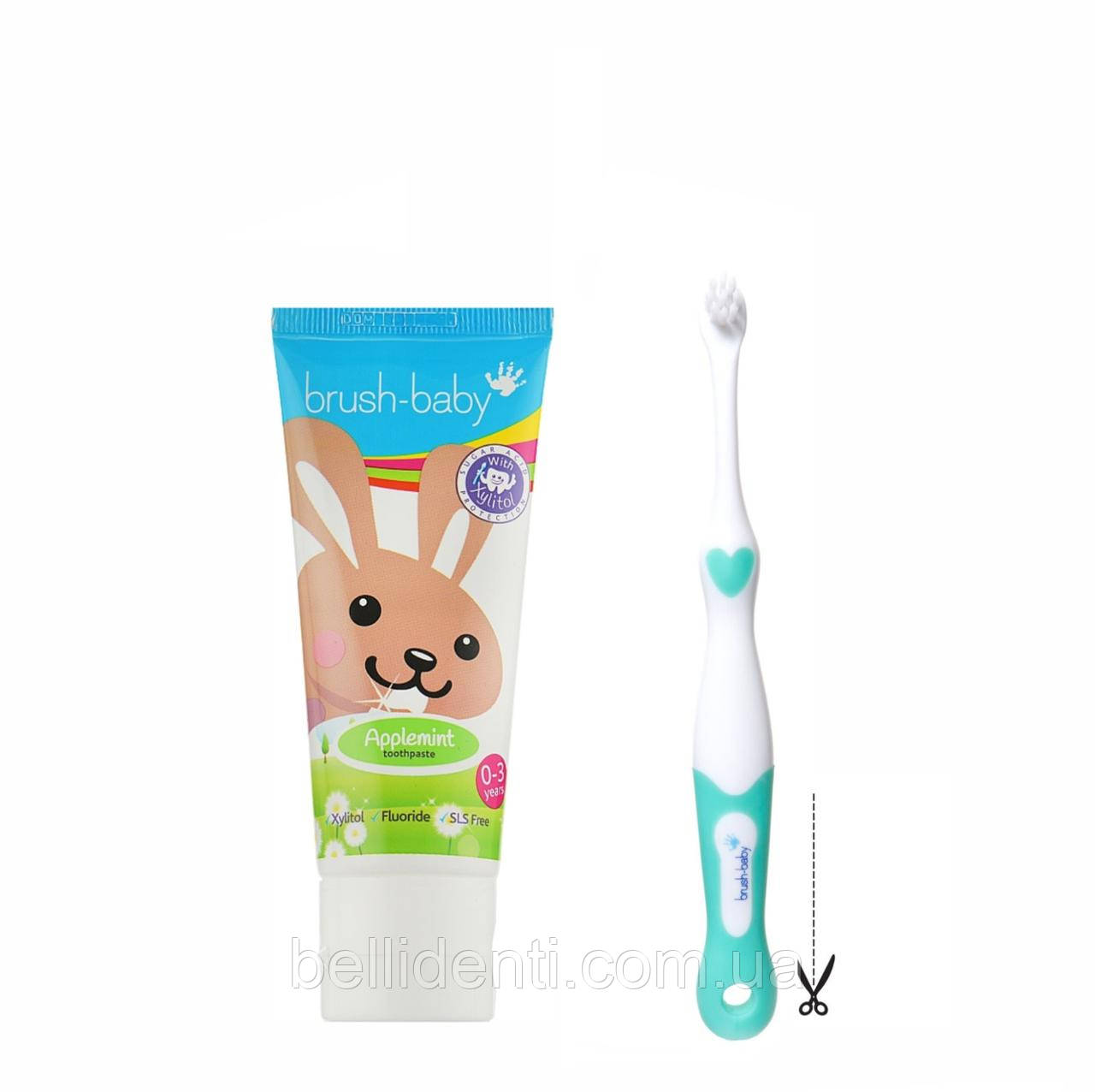 Набір Brush-Baby First Brush (паста 50 мл зайчик+1 бірюзова щітка)