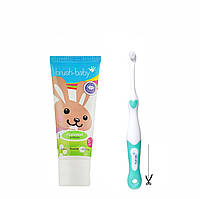 Набір Brush-Baby First Brush (паста 50 мл зайчик+1 бірюзова щітка)