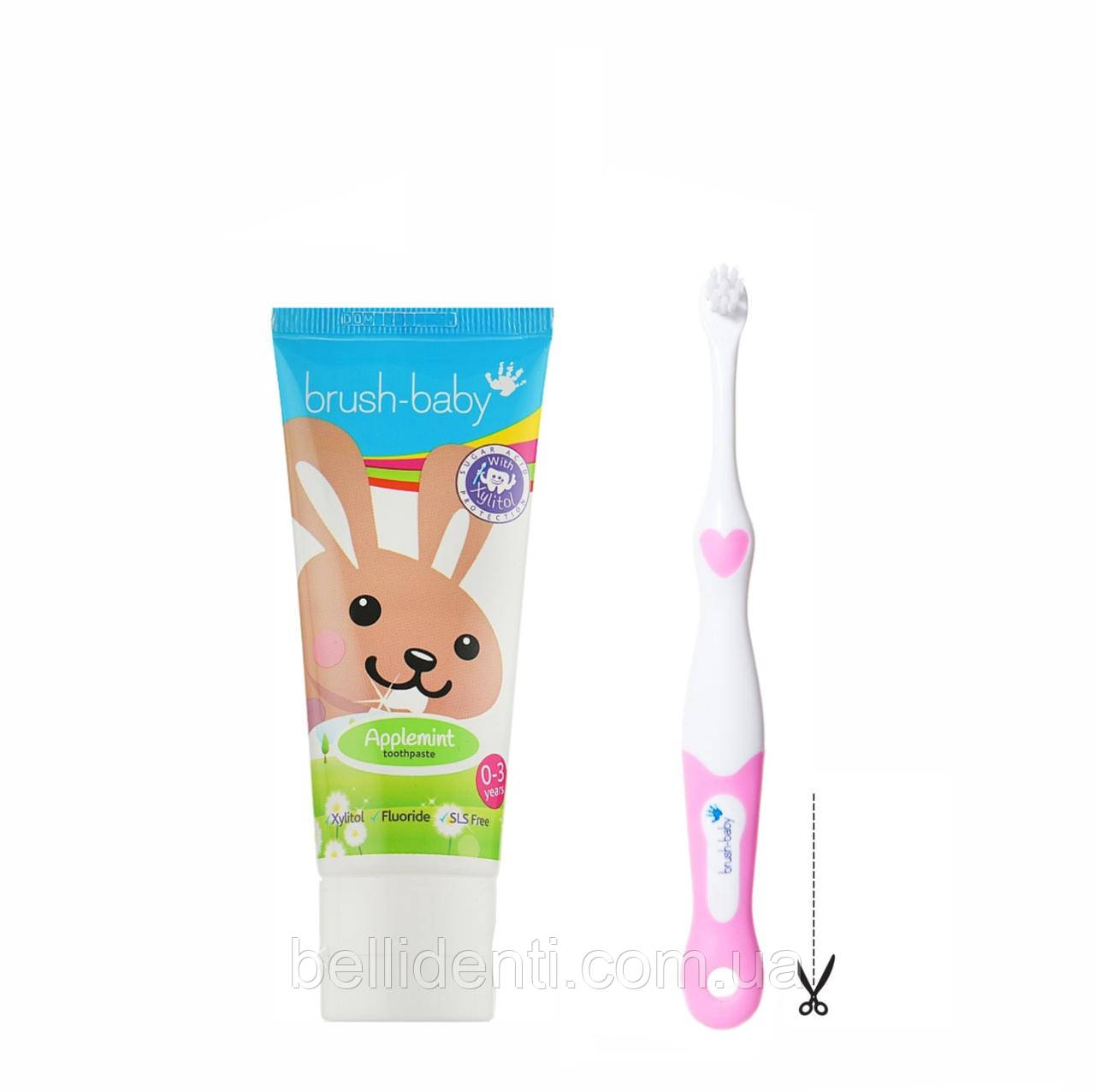 Набір Brush-Baby First Brush (паста 50 мл зайчик + 1 щітка бірюзова)