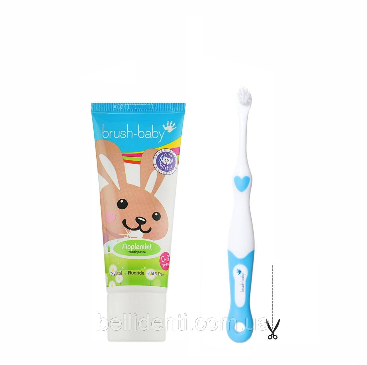 Набір Brush-Baby First Brush (паста 50 мл зайчик+1 блакитна щітка)