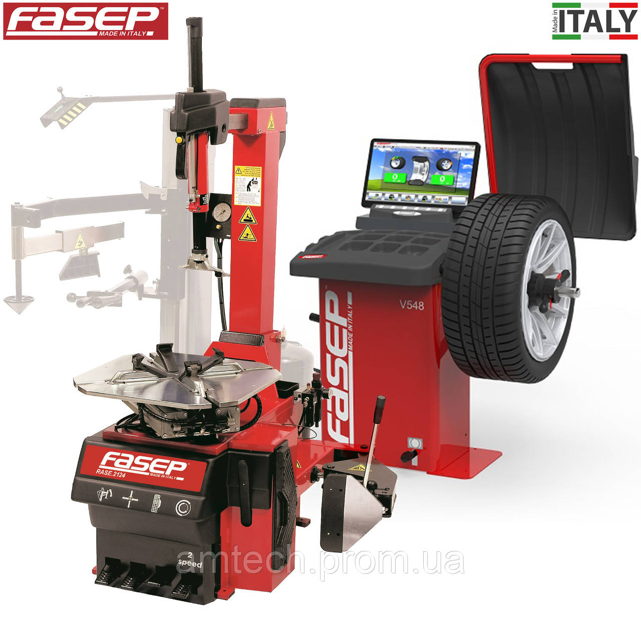 Комплект FASEP Италия - шиномонтажный станок автомат RASE2124 до 25" и балансировочный станок V548 с 19"LCD - фото 1 - id-p2051049588