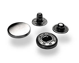 Кнопка металева плоска таблетка 12мм НЕРЖАВІЙКА колір темний-нікель