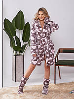 Теплий жіночий короткий махровий wellsoft халат з капюшоном набір із чобітками стильний домашній одяг