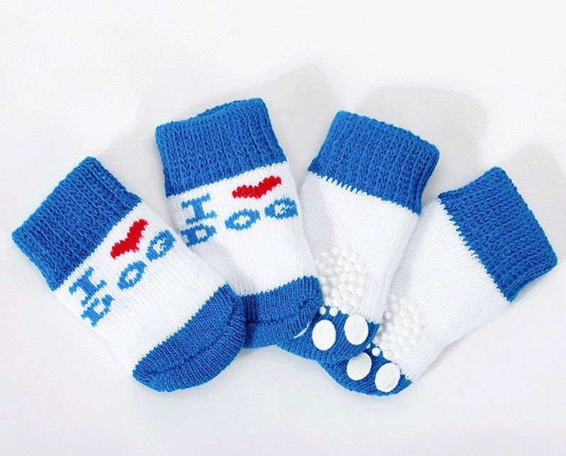Шкарпетки для домашніх тварин "I love dog" біло-сині, розмір S
