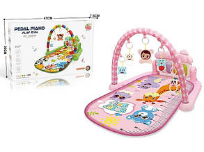 Ігровий розвивальний килимок піаніно 116-30, Рожевий, з ростомером і брязкальцями