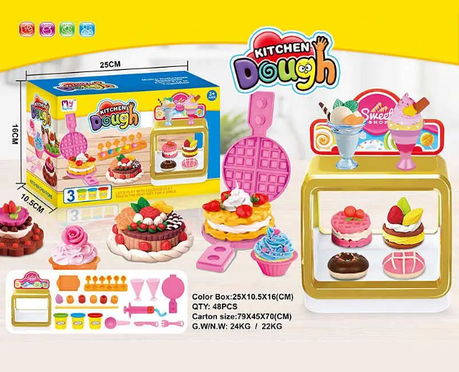 Дитячий набір Тісто-Пластилін 666-87 для ліплення і творчості Kitchen Dough вафельниця і морозиво., фото 1