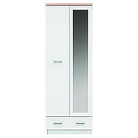 Современный белый распашной узкий шкаф с зеркалом для верхней одежды в прихожую, коридор Топ-Микс ВМВ Холдинг