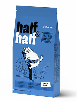 Сухий корм для дорослих собак великих порід з яловичиною Half&Half Large Breed 12 кг