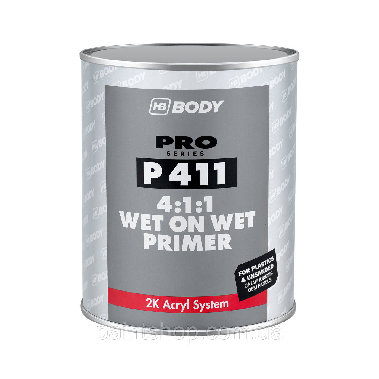 Грунт герметизуючий HB Body Primer P411 Wet On Wet для металу та пластику Чорний 1 л, фото 1
