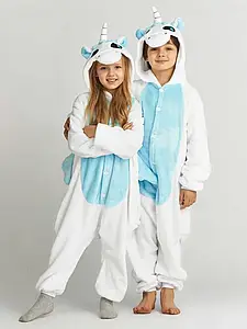 Кігурумі, Піжама Кегурумі єдиноріг блакитний, одяг для дітей і дорослих, розмір S (155-170 см) Код 00-0163