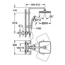 Душова система термостатична Grohe QuickFix Vitalio Comfort System 250 Cube 26696001, фото 3