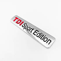 Емблема наклейка на кришку багажника TDI Sport Edition VW (Фольцваген) - 80x17 мм Хром, фото 5