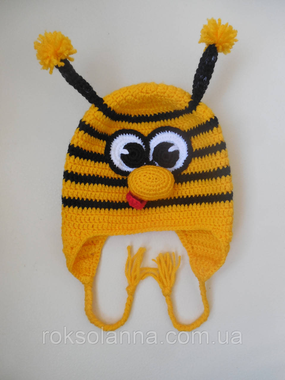 Детские вязаная шапка "Пчелка" ручной работы - фото 1 - id-p368302014