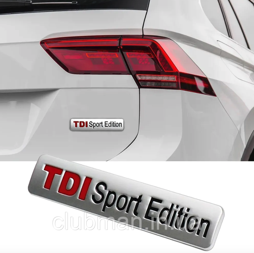 Емблема наклейка на кришку багажника TDI Sport Edition VW (Фольцваген) - 80x17 мм Хром