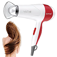 Фен для сушки волос 1300Вт, Gemei GM-1708, Белый / Фен для укладки волос / Дорожный фен для волос