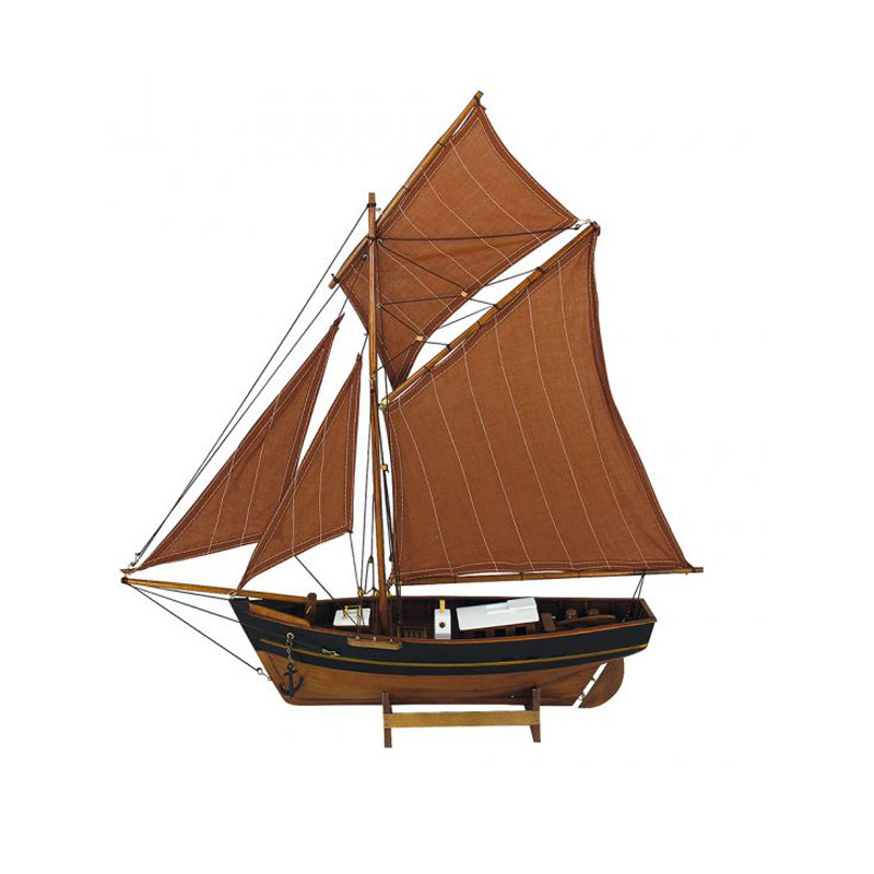 Дерев'яний рибальський човен з вітрилами Sea Club, h-65 см, L-60 см (5131.V)