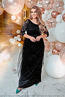 Платье женское длинное стрейч гипюр+евро сетка 50-52; (2цв)"LARA-4" недорого от прямого поставщика
