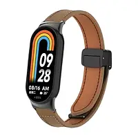 Ремешок для фитнес-браслета Infinity Leather Bracelet для Xiaomi Band 8 Dark Brown