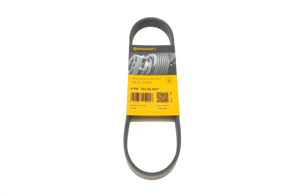 Ремінь генератора Seat Ibiza/Skoda Fabia/Rapid/Citigo/VW Polo/Up 1.0/1.6 14- (-AC) 6PK701 ELAST UA62