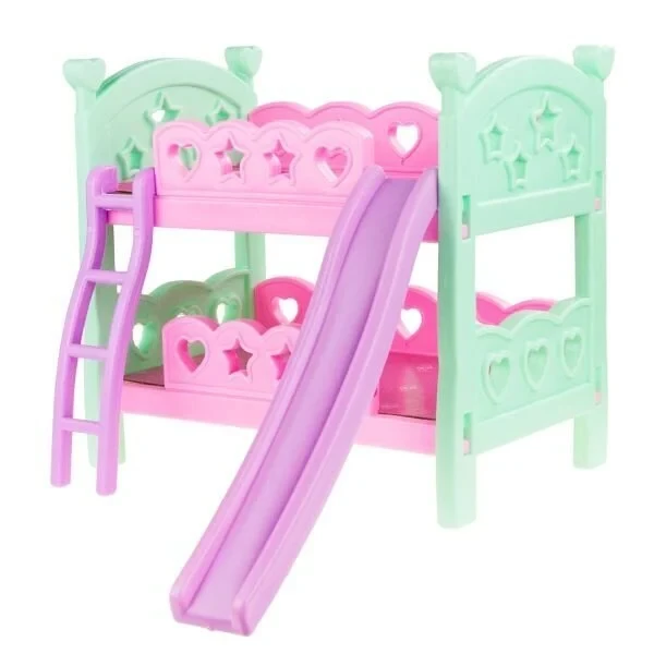 Ліжечко для ляльок (двоярусне, з гіркою, ковдра, подушки, в коробці) CS 8878