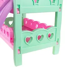 Ліжечко для ляльок (двоярусне, з гіркою, ковдра, подушки, в коробці) CS 8878, фото 3