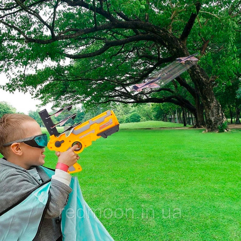 Детский игрушечный пистолет-катапульта с 4 самолетиками Air Battle / Пусковая установка-метатель самолетов - фото 2 - id-p1492243782
