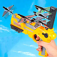 Детский игрушечный пистолет с 4 самолетиками Air Battle / Катапульта с летающими самолетами