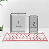 Бездротова комп'ютерна клавіатура Bluetooth із підставкою для телефону планшета двоконтактна портативна, фото 8