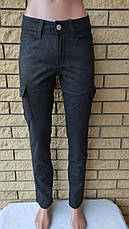 Джинси, штани унісекс зимові на флісі з накладними кишенями "карго" стрейчеві FANGSIDA, Туреччина, фото 3