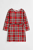 Платье для девочки из джерси с поясом красное в клетку H&M 92, 98/104, 110/116см