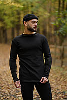 Теплое мужское термобелье черного цвета на флисе, практичное мужское термо белье для занятий спортом