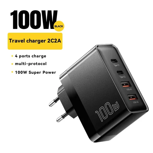 Потужний зарядний пристрій Essager 100W GaN USB Type-C, QC, PD для iPhone і ноутбуків Macbook, ASUS, Xiaomi,