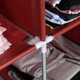 Тканинна шафа коричнева для одягу з тканини Розкладна шафа з тканинним покриттям 4 секції, фото 3