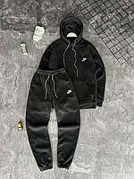 Мужской зимний спортивный костюм Nike серый на флисе Комплект Найк плюшевый Худи + Штаны