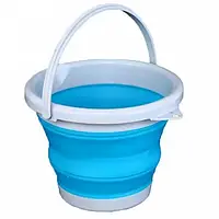 Ведро силиконовое складное туристическое Collapsible Bucket 10 литров, голубой цвет