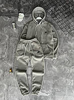 Мужской зимний спортивный костюм Nike серый на флисе Комплект Найк плюшевый Худи + Штаны
