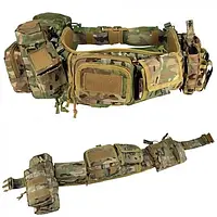 Разгрузочный тактический пояс war belt РПС YAKEDA 6026-3 с креплением MOLLE с подсумками мультикам