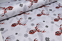 Новорічна тканина з тефлоном для скатертин раннерів серветок подушок Туреччина Олені на сірому