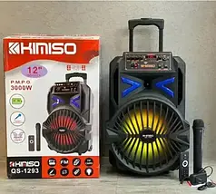 Колонка акумуляторна з мікрофоном Kimiso QS-1293 Bluetooth, USB, мікрофон і пульт д/у, FM радіо, фото 5