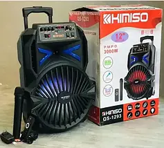 Колонка акумуляторна з мікрофоном Kimiso QS-1293 Bluetooth, USB, мікрофон і пульт д/у, FM радіо, фото 4