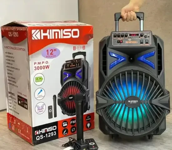 Колонка акумуляторна з мікрофоном Kimiso QS-1293 Bluetooth, USB, мікрофон і пульт д/у, FM радіо