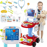 Набор маленького врача, детский набор врача с коляской ЕКГ