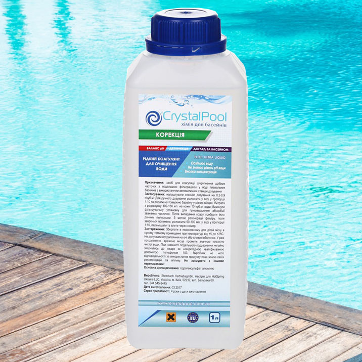 Crystal Pool Floc Ultra Liquid препарат для освітлення води рідкий, 1 л, фото 1