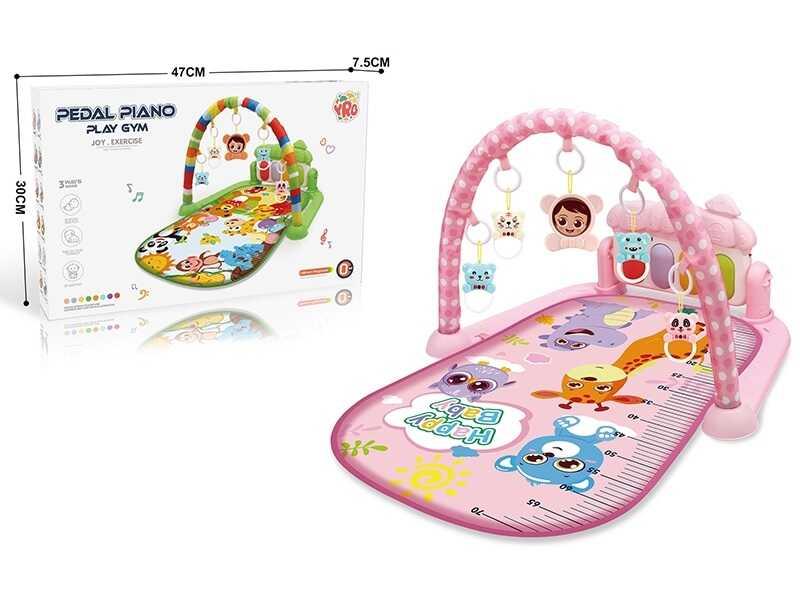 Дитячий розвивальний килимок із піаніно 116-30, Рожевий, з ростомером і брязкальцями, фото 1