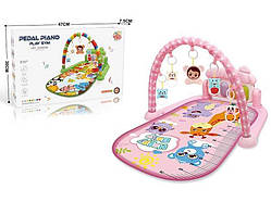 Дитячий розвивальний килимок із піаніно 116-30, Рожевий, з ростомером і брязкальцями