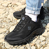 Демисезонные текстильные мужские кроссовки черного цвета на шнуровке