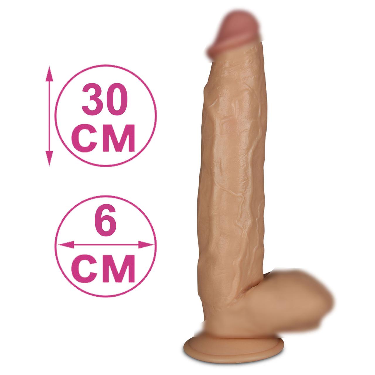 Великий фалоімітатор 30 см Realistic Dildo Величезний реалістичний фалос на присоску