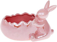 Мини-кашпо "Кролик у яйца" 19.4х12х13см, розовый перламутр