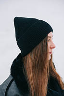 Теплая женская шапка Черный